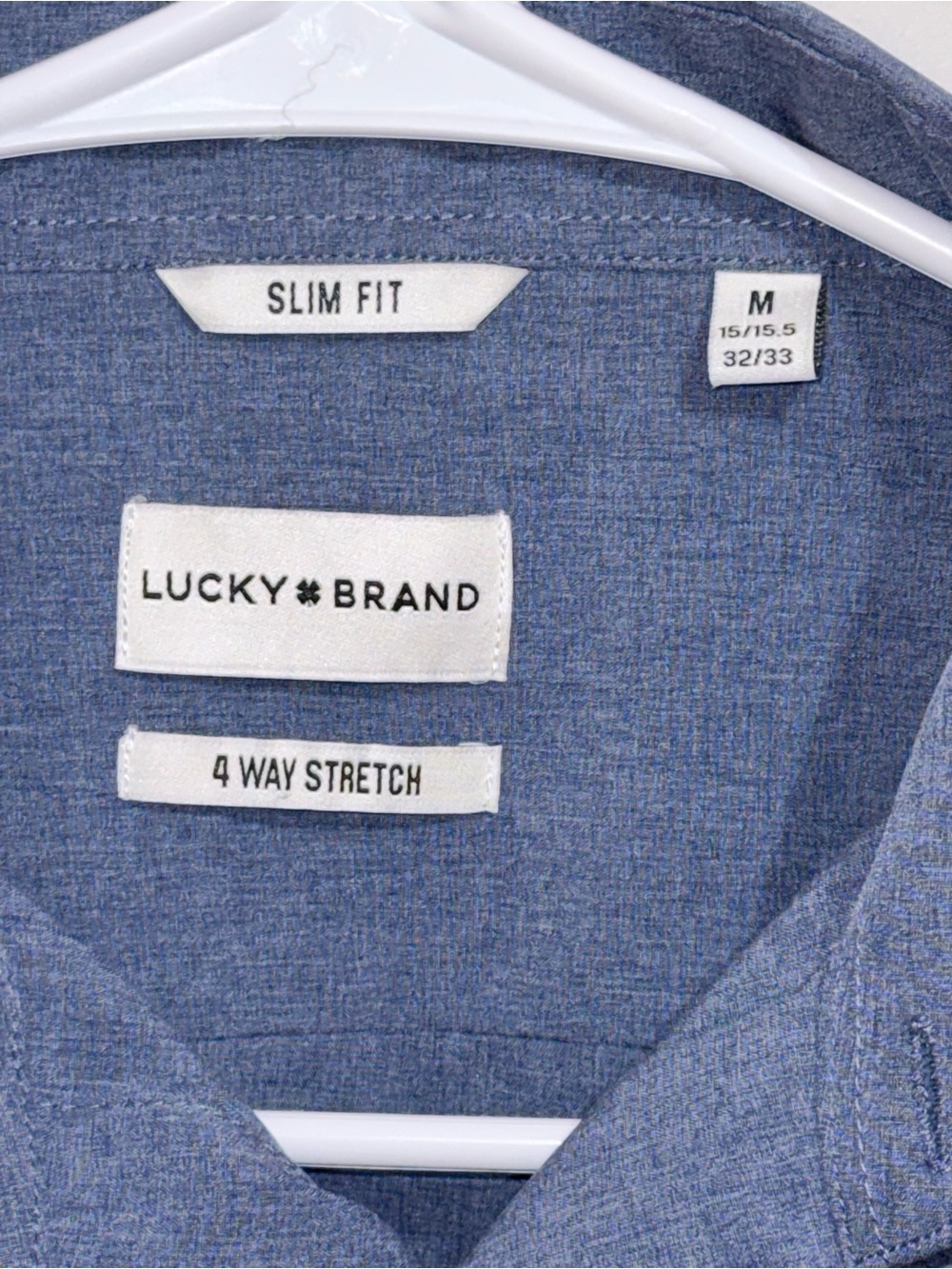 Lucky Brand Men's Slim Fit 4-Way Stretch Dress Shirt Blue M 15-15.5 32/33 - Picture 3 of 4